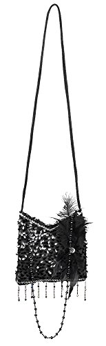 shoperama Charleston Handtasche schwarz Flapper Kostüm-Zubehör 20er Jahre Damen-Tasche The Roaring Twenties 20's...