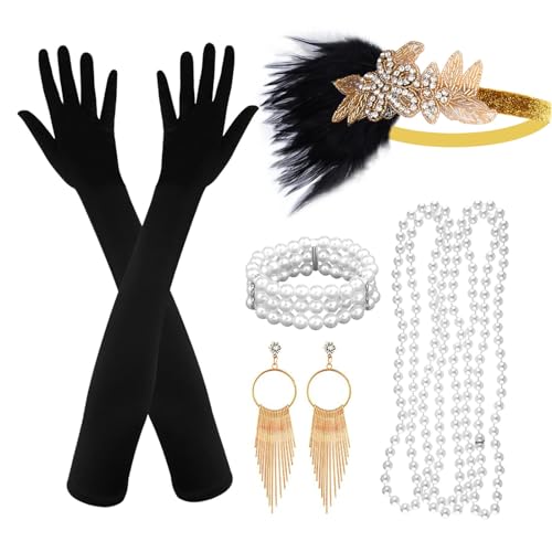 ASTARON 20er Jahre Accessoires Damen Schwarz Gold, 20er Jahre Mode, 1920er Accessoires damen, Great Gatsby Accessoires...