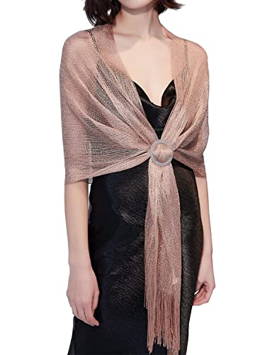 DiaryLook stola für abendkleid glitzer schal silber damen festlich 20er jahre silber kleid,Rose Gold