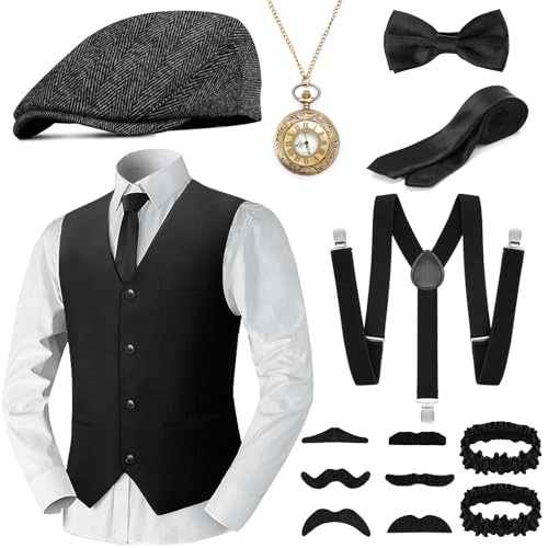 WEARXI 20er Jahre Herren Accessoires, Mafia Karneval Kostüm Herren, Peaky Blinders Kostüm, 20er Jahre Accessoires,...