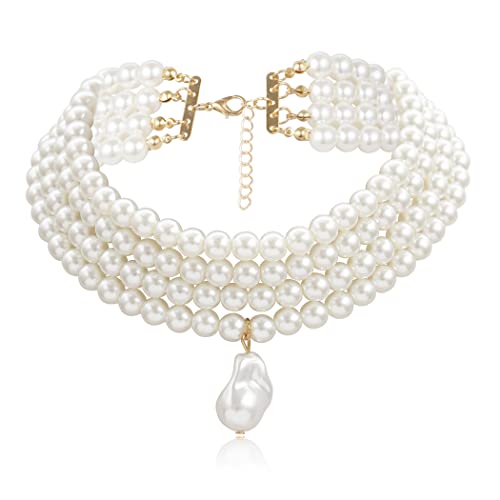 Ushiny Vintage Perlen-Choker-Halsketten Perlen Choker Kette 20er Jahre Flapper Gatsby Themed Prom Festival Party...