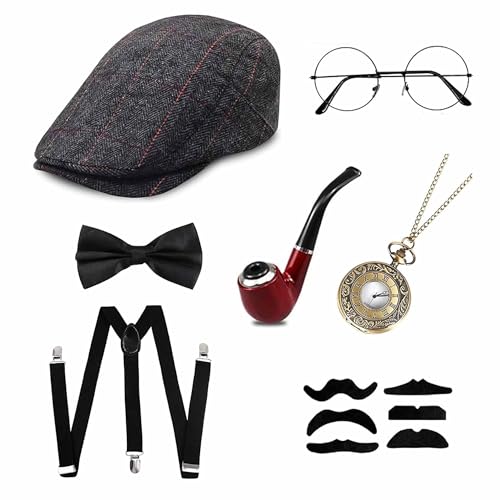 23GUANYI 20er Jahre Kleid, Faschingskostüme Männer, 20er Jahre Accessoires für Karneval Kostüm Herren, Karneval 2024...