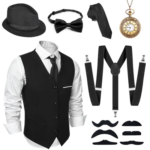 Alintor 20er Jahre Kostüm Herren, FaschingsKostüme Männer, Mafia Karneval Kostüm Herren, Peaky Blinders Kostüm,...