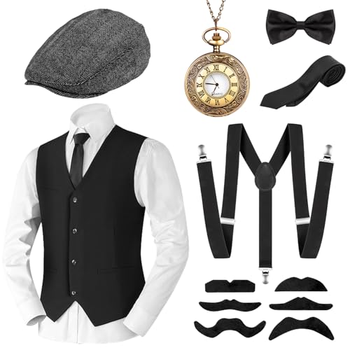 Alintor 20er Jahre Kostüm Herren, Faschingskostüme Männer, Peaky Blinders Kostüm, Mafia Karneval Kostüm Herren,...