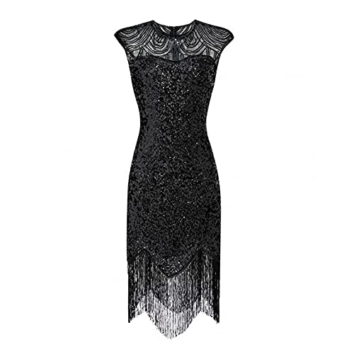VEMOW 1920er Jahre Great Gatsby Kleid, Damen Abendkleider mit Pailletten Quaste Party Kleid, 1920er Retro Cocktail Stil...