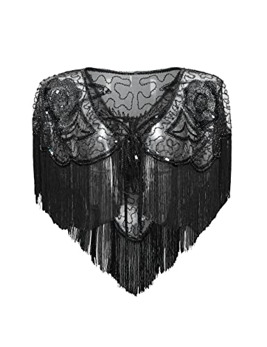 Coucoland 1920s Stola Damen Retro Schal Umschlagtücher Hochzeit Braut Schal Schulter Bedeckung für Abendkleid 20er...