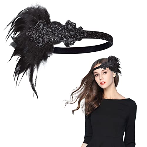 MIVAIUN 1920s Stirnband Feder Damen, 20er Jahre Flapper Feder Haarband, Gatsby Kostüm Accessoires, Kopfschmuck 20er...
