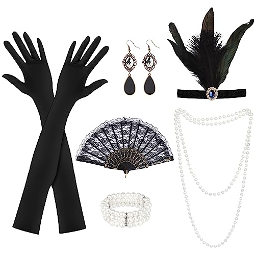 20er Jahre Accessoires, 6 Stück 1920 Zubehör Set, 20er Jahre Kostüm Damen, Great Gatsby Accessoires Damen mit Flapper...